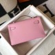 Hermes Kelly Pochette Bag In Mauve Sylvestre Epsom Leather