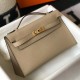 Hermes Kelly Pochette Bag In Gris Tourterelle Epsom Leather