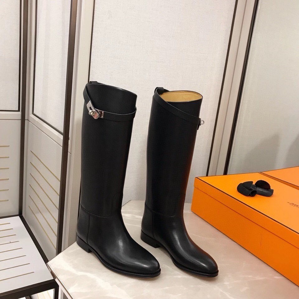 Hermes Jumping Boots In Black Calfskin