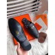 Hermes Oz Mules In Noir Calfskin Leather