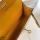 Hermes Kelly Mini II Bag In Yellow Embossed Crocodile Calfskin