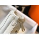 Hermes Mini Lindy Bag In Pearl Grey Clemence Leather