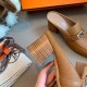 Hermes Blossom Mules In Brown Goatskin