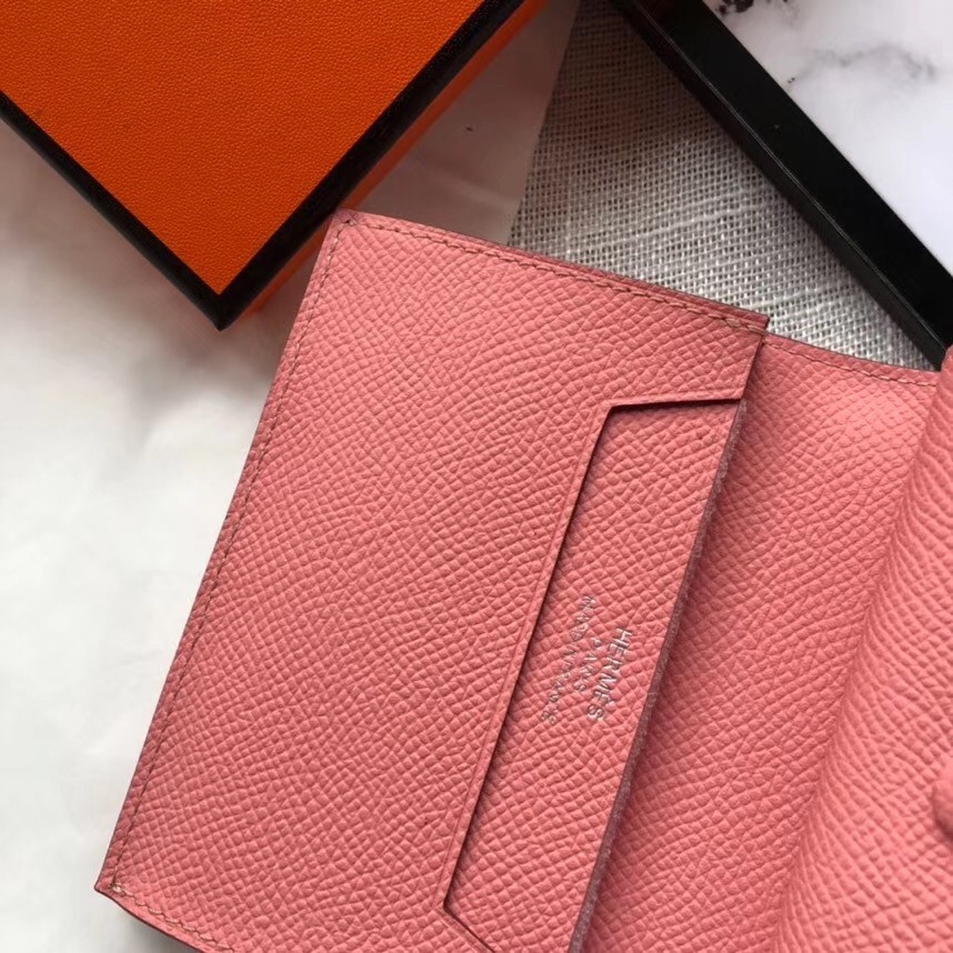 Hermes Bearn Mini Wallet In Rose Confetti Epsom Leather