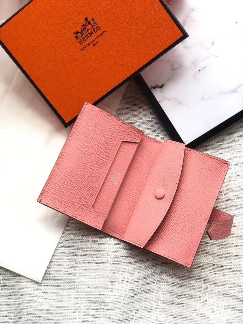 Hermes Bearn Mini Wallet In Rose Confetti Epsom Leather