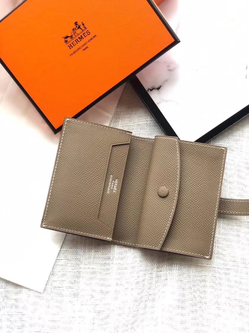 Hermes Bearn Mini Wallet In Taupe Epsom Leather