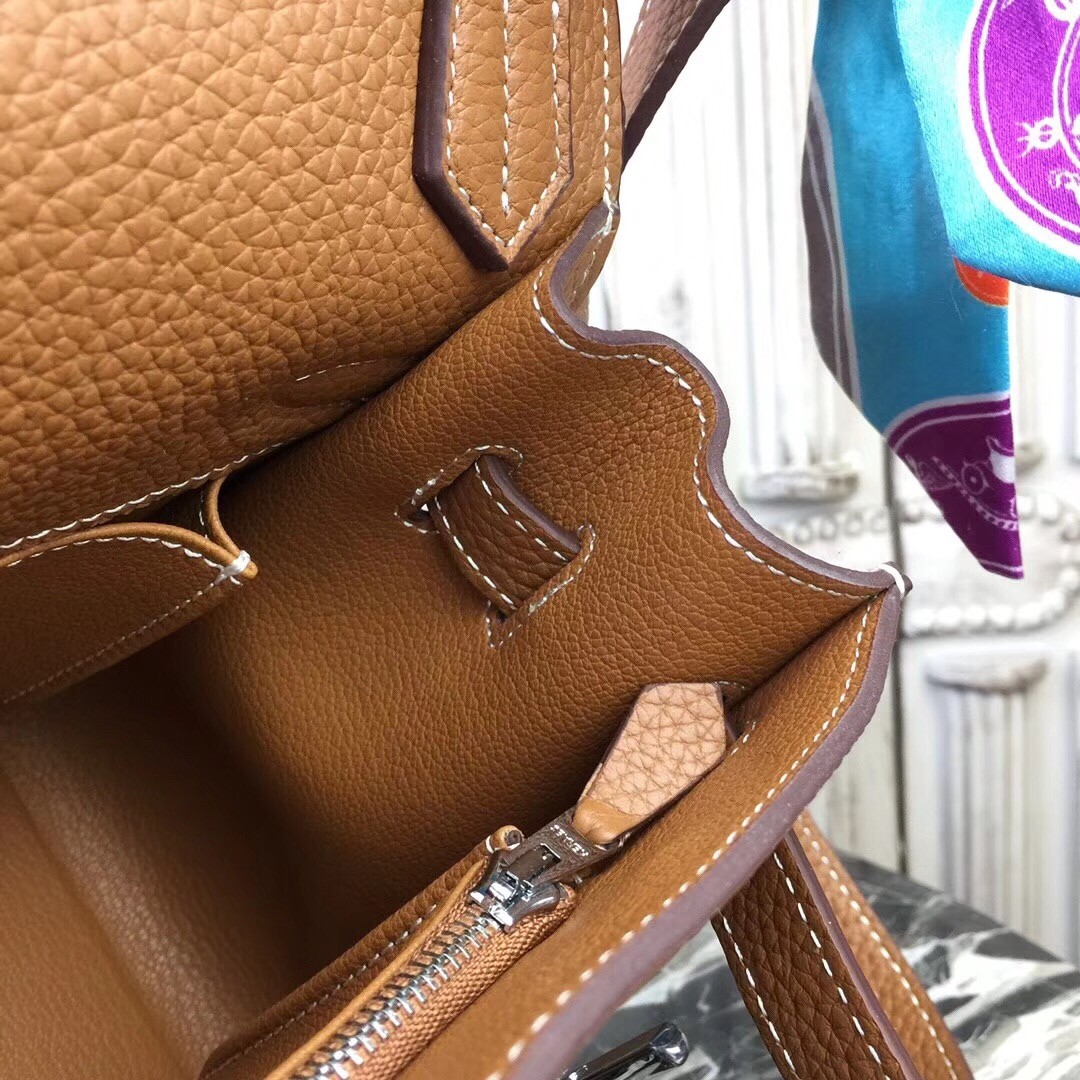 Hermes Brown Clemence Jypsiere 28cm Bag