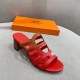 Hermes Celena Sandals 5MM In Red/Brown Calfskin