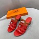 Hermes Celena Sandals 5MM In Red/Brown Calfskin