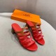 Hermes Celena Sandals 5MM In Red/Brown Calfskin