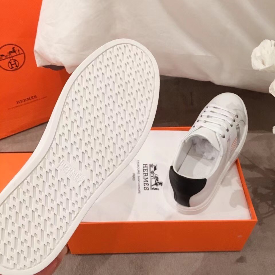 Hermes Avantage Sneakers In Multicolore Blanc Calfskin