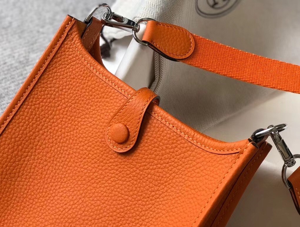 Hermes Evelyne III TPM Bag In Orange Clemence Leather