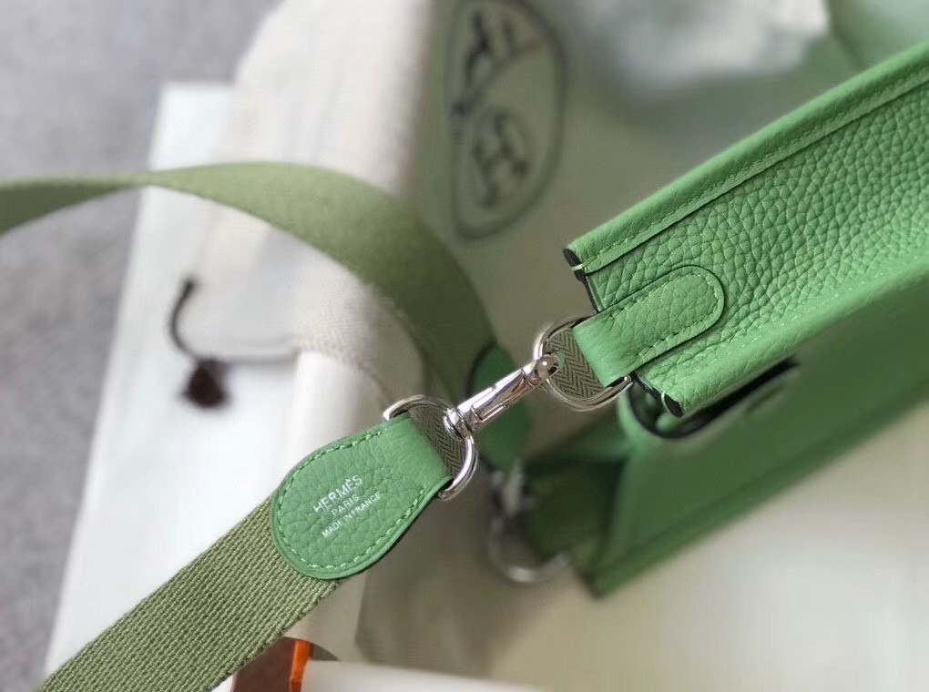 Hermes Evelyne III TPM Bag In Vert Criquet Clemence Leather