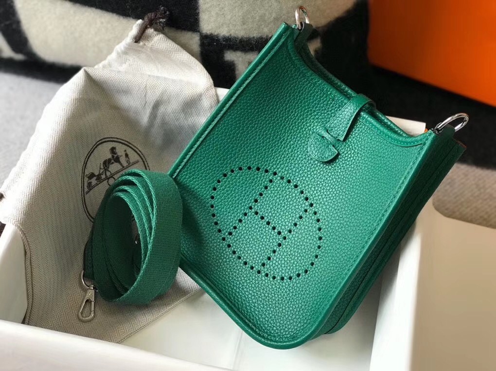 Hermes Evelyne III TPM Bag In Vert Vertigo Clemence Leather