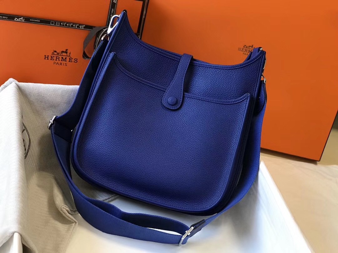 Hermes Evelyne III 29 Bag In Blue Electric Clemence Leather