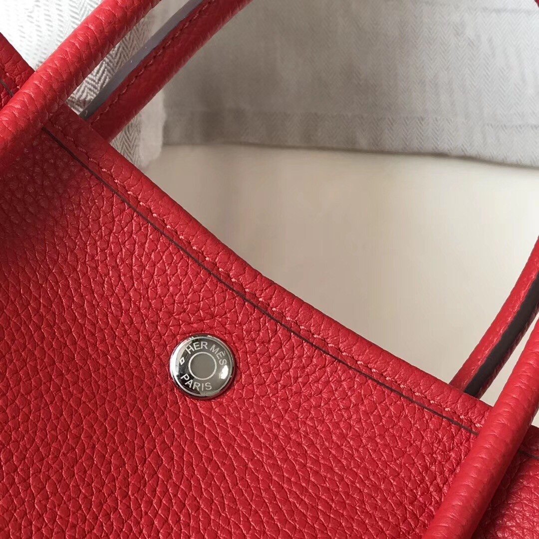 Hermes Garden Party 36 Bag In Red Clemence Leather