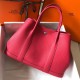 Hermes Garden Party 30 Bag In Rose Red Clemence Leather