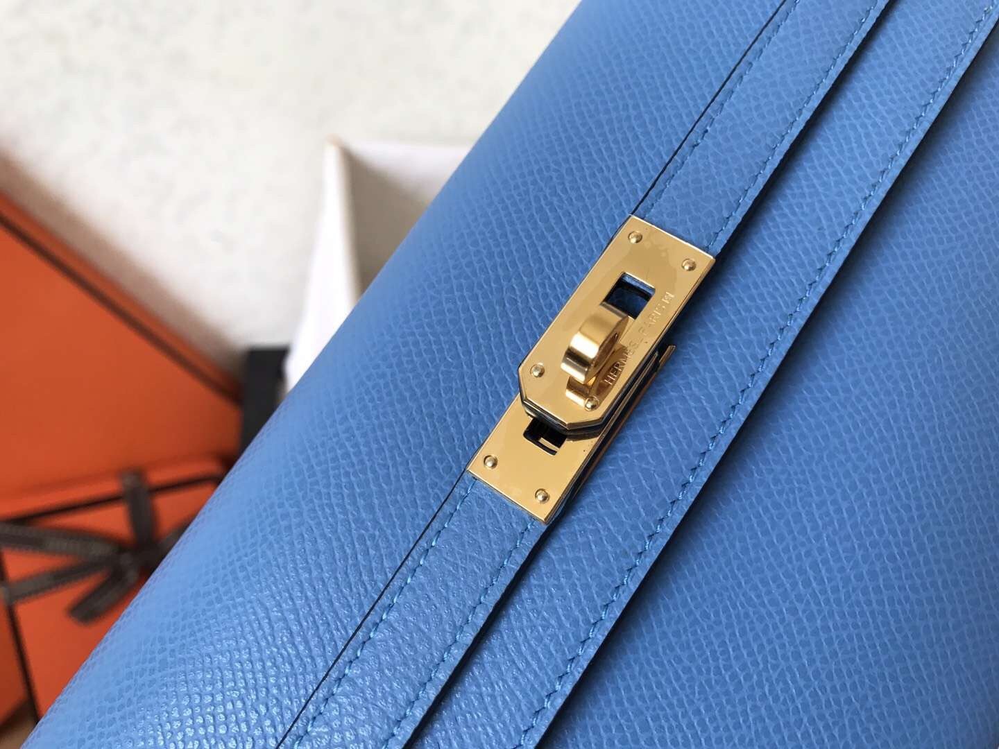 Hermes Kelly Classic Long Wallet In Blue Jean Epsom Leather