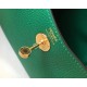 Hermes Mini Lindy Bag In Green Clemence Leather