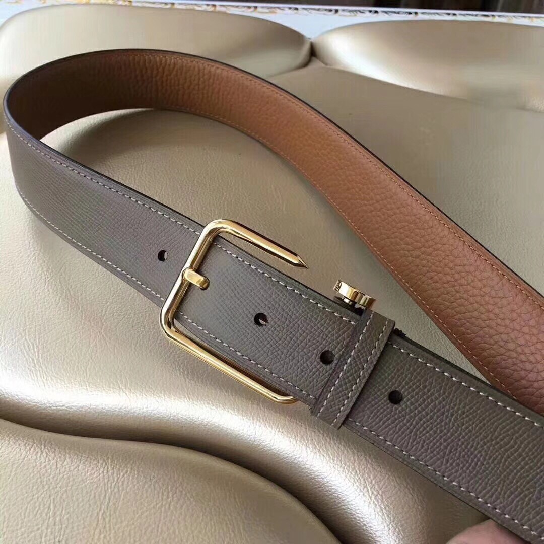 Hermes Lennox 40 MM Belt In Etoupe Epsom Leather