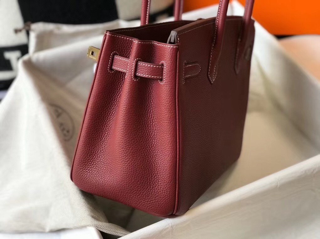 Hermes Bordeaux Clemence Birkin 30cm Bag