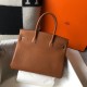 Hermes Brown Clemence Birkin 30cm Bag