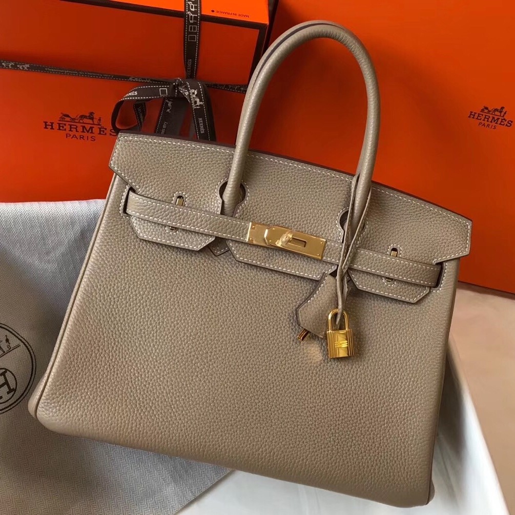 Hermes Grey Clemence Birkin 30cm Bag