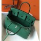 Hermes Malachite Clemence Birkin 30cm Bag