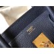 Hermes Navy Blue Clemence Birkin 30cm Bag