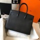 Hermes Noir Clemence Birkin 30cm Bag