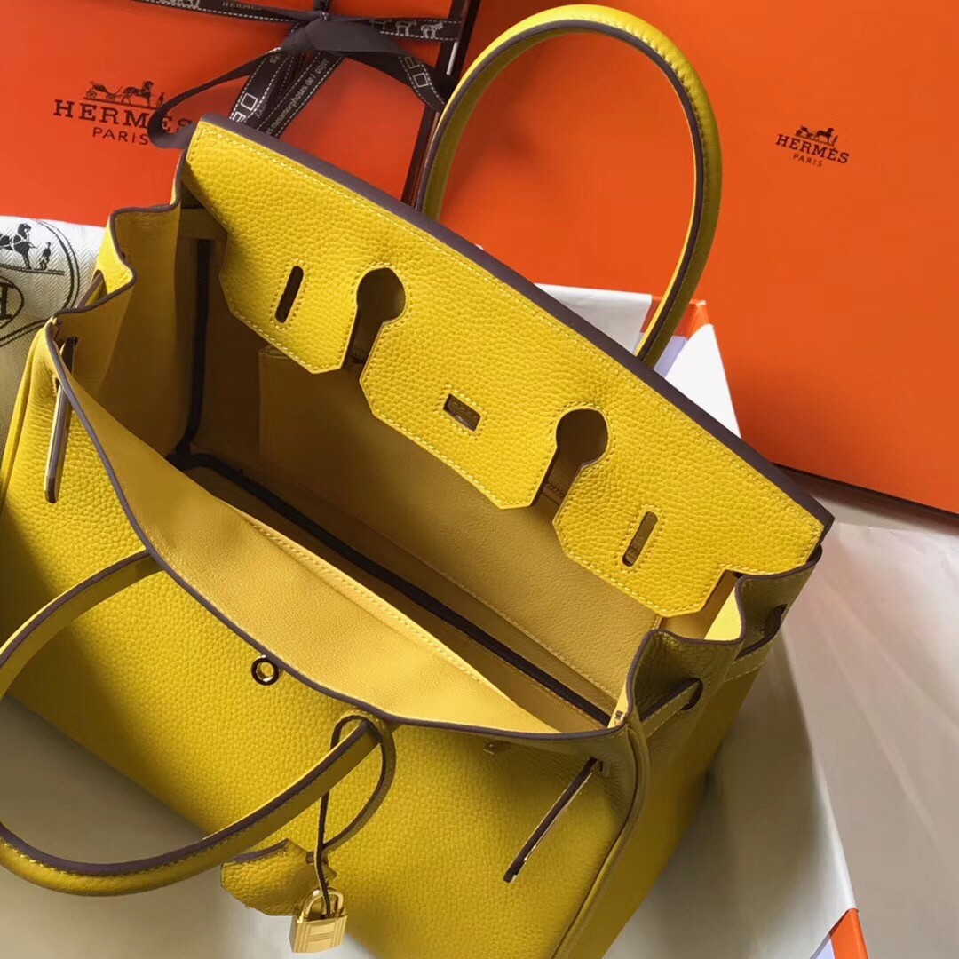 Hermes Yellow Clemence Birkin 30cm Bag