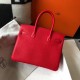 Hermes Red Clemence Birkin 30cm Bag