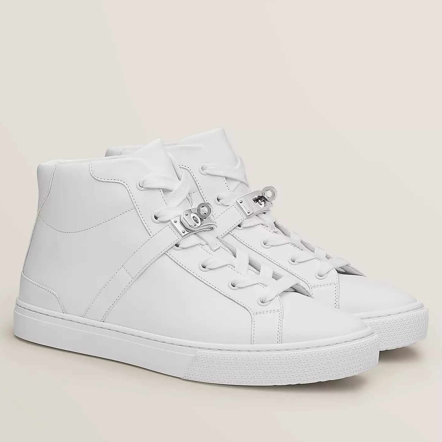 Hermes Men's Daydream High-top Sneakers in White Leather