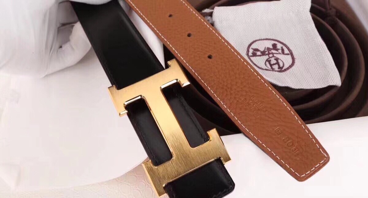 Hermes H Belt Buckle & Brown Clemence 32 MM Strap