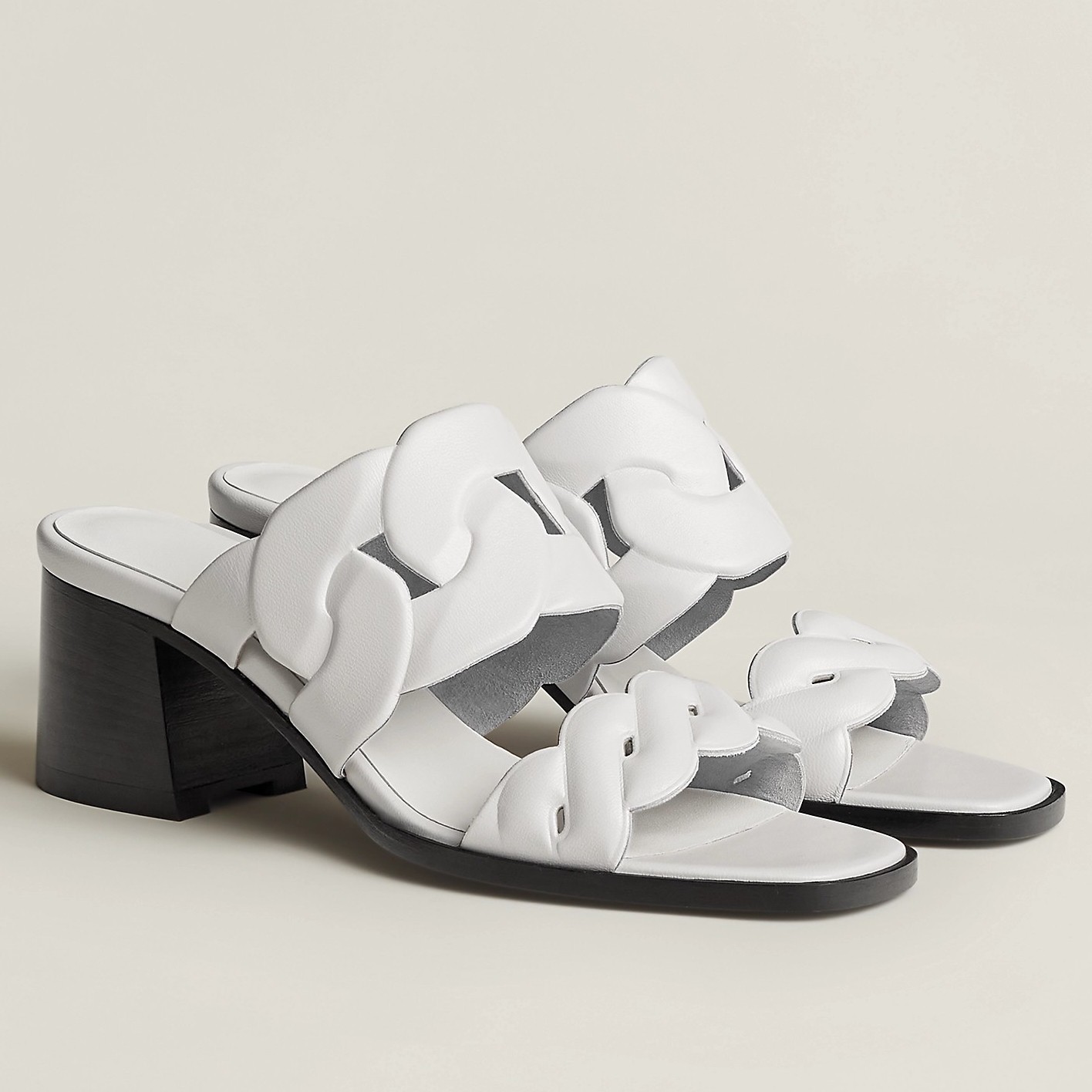 Hermes Gaby Sandals 60mm in White Nappa Leather