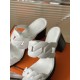 Hermes Gaby Sandals 60mm in White Nappa Leather