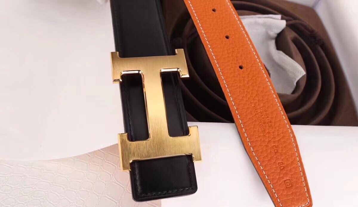 Hermes H Belt Buckle & Orange 32mm Clemence Strap