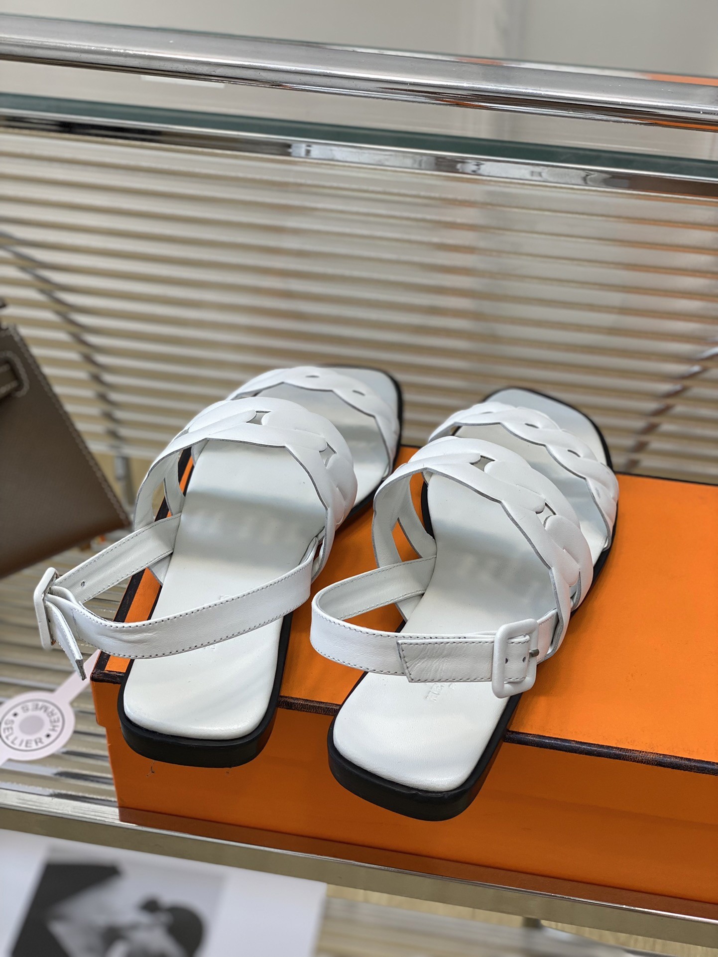 Hermes Grace Sandals in White Nappa Leather