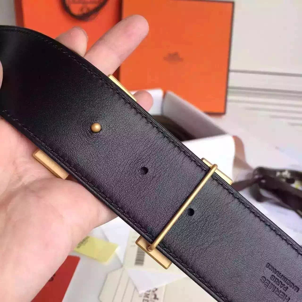 Hermes H Belt Buckle & Orange Epsom 32 MM Strap