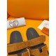 Hermes Men's Chypre Sandals in Brown Suede Calfskin