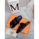 Hermes Men's Chypre Sandals in Black Suede Calfskin