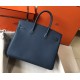 Hermes Blue Agate Clemence Birkin 35cm Bag