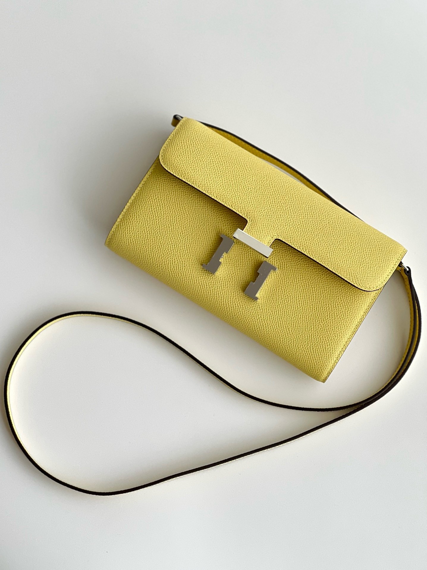 Hermes Constance To Go Wallet in Jaune Poussin Epsom Calfskin