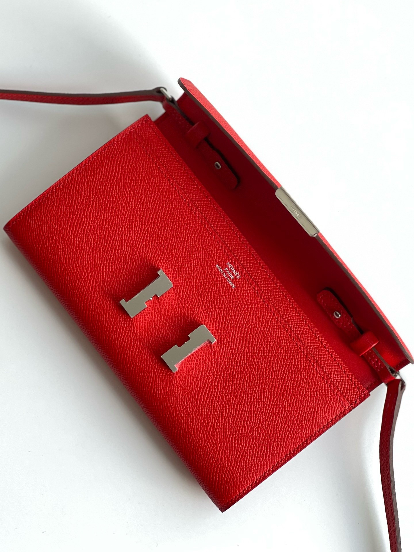 Hermes Constance To Go Wallet in Red Epsom Calfskin