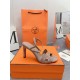 Hermes Heden 80 Sandals in Beige Suede Leather with Rhinestone