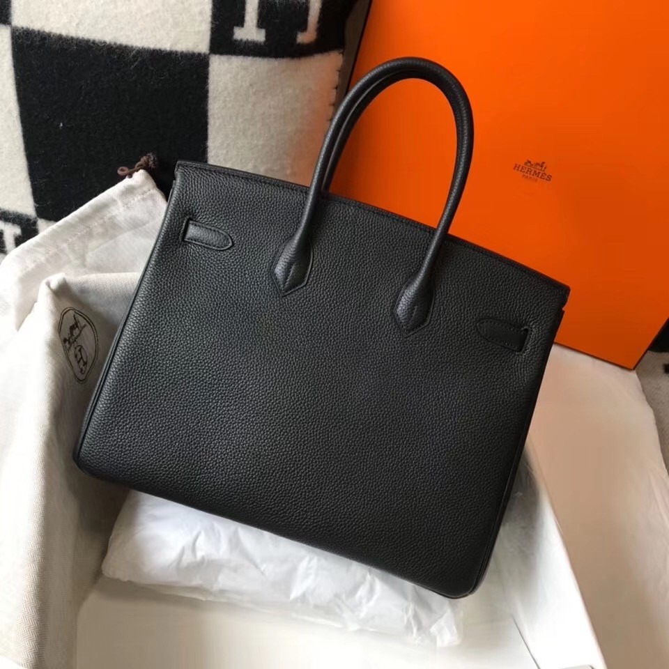 Hermes Black Clemence Birkin 35cm Bag