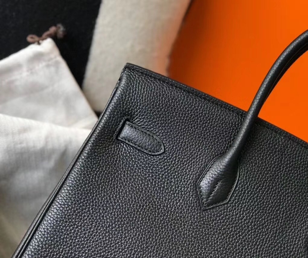 Hermes Black Clemence Birkin 35cm Bag