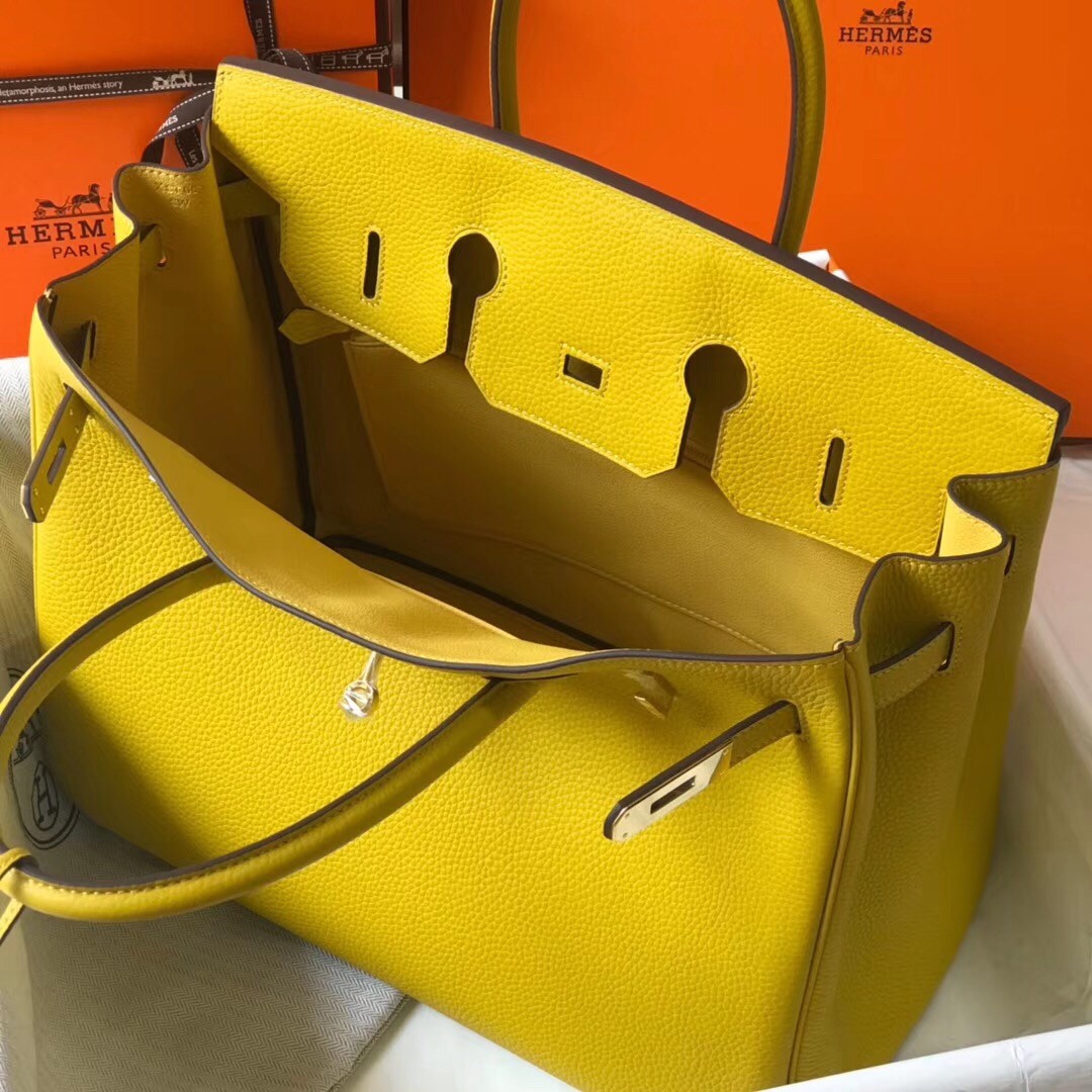 Hermes Yellow Clemence Birkin 35cm Bag