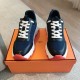 Hermes Men's Impulse Sneakers in Navy Fabric and Leather