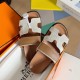 Hermes Men's Chypre Sandals In Canvas with Brown Leather